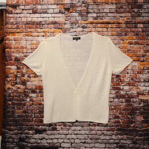 JONES New York Cardigan Sweater. Size XL. Cream. Short Sleeves, One Button Front